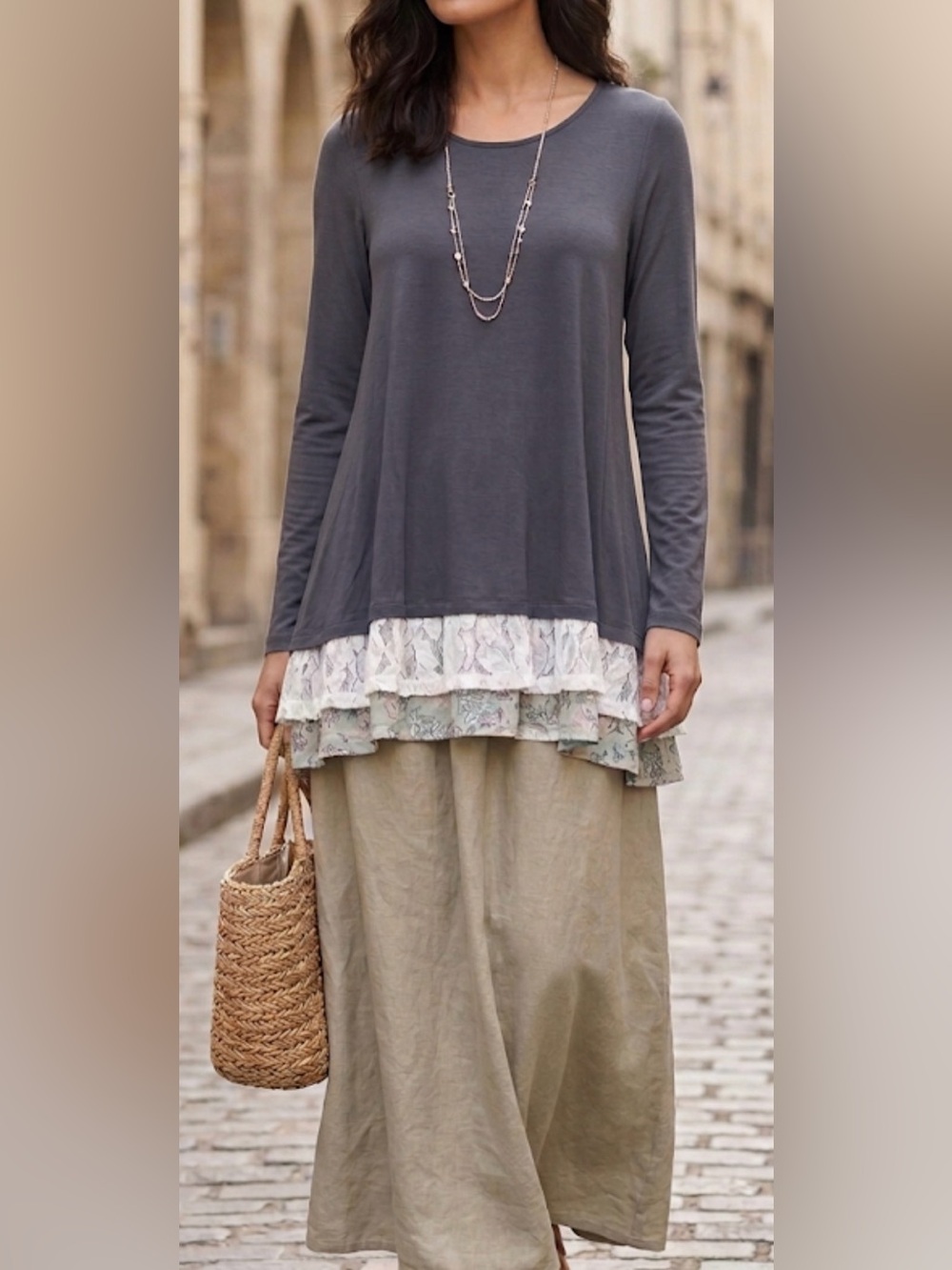 Matilda Jane Heartwood Top L Lagenlook modest boho romantic boho lace long sle